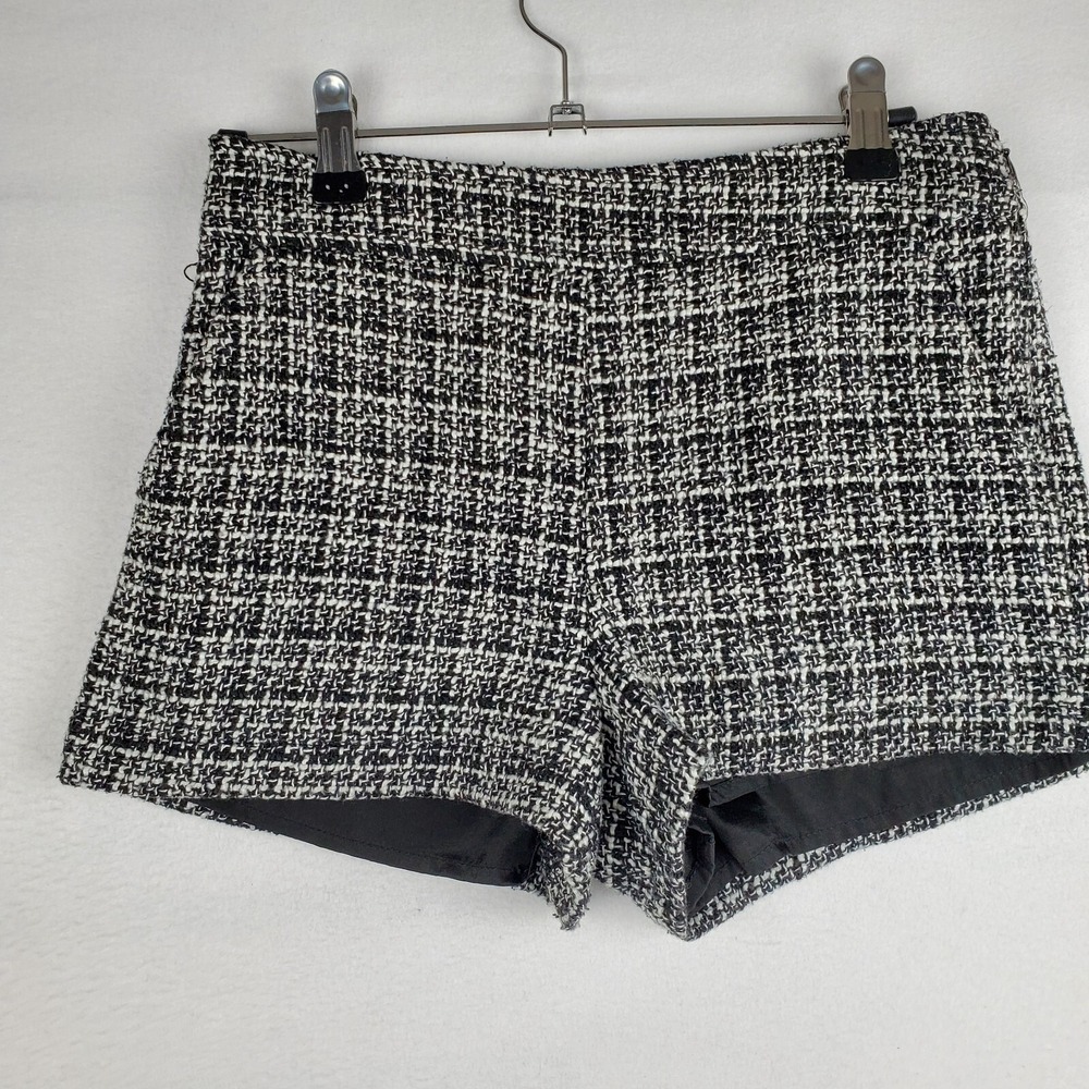 Lucca Couture Tweed Shorts Women's XS White Black Preppy Old Money Classic